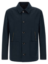 Veste longue Brioni en lin bleu