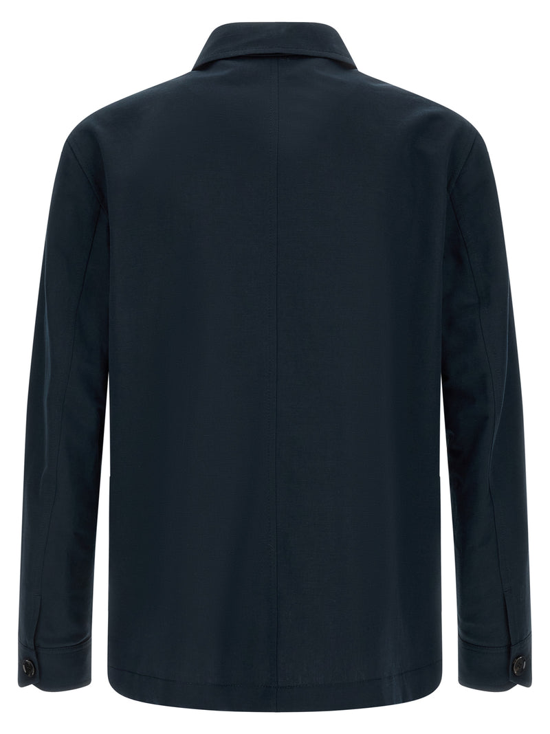 Veste longue Brioni en lin bleu