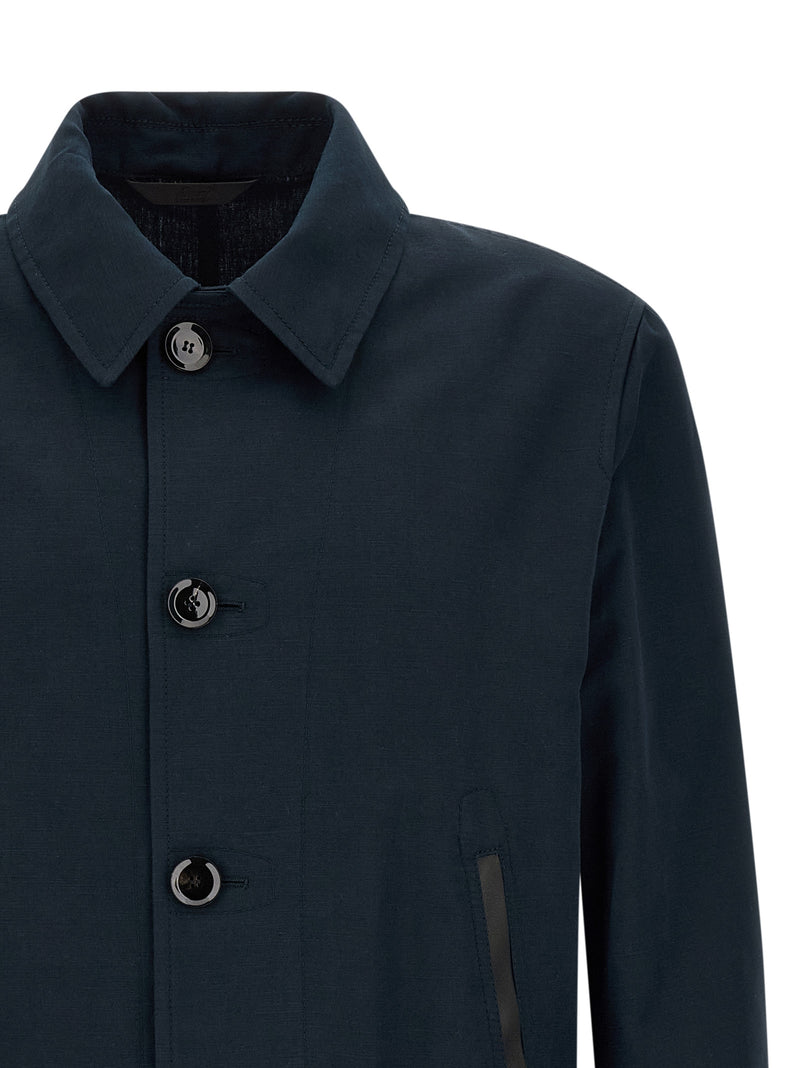 Veste longue Brioni en lin bleu