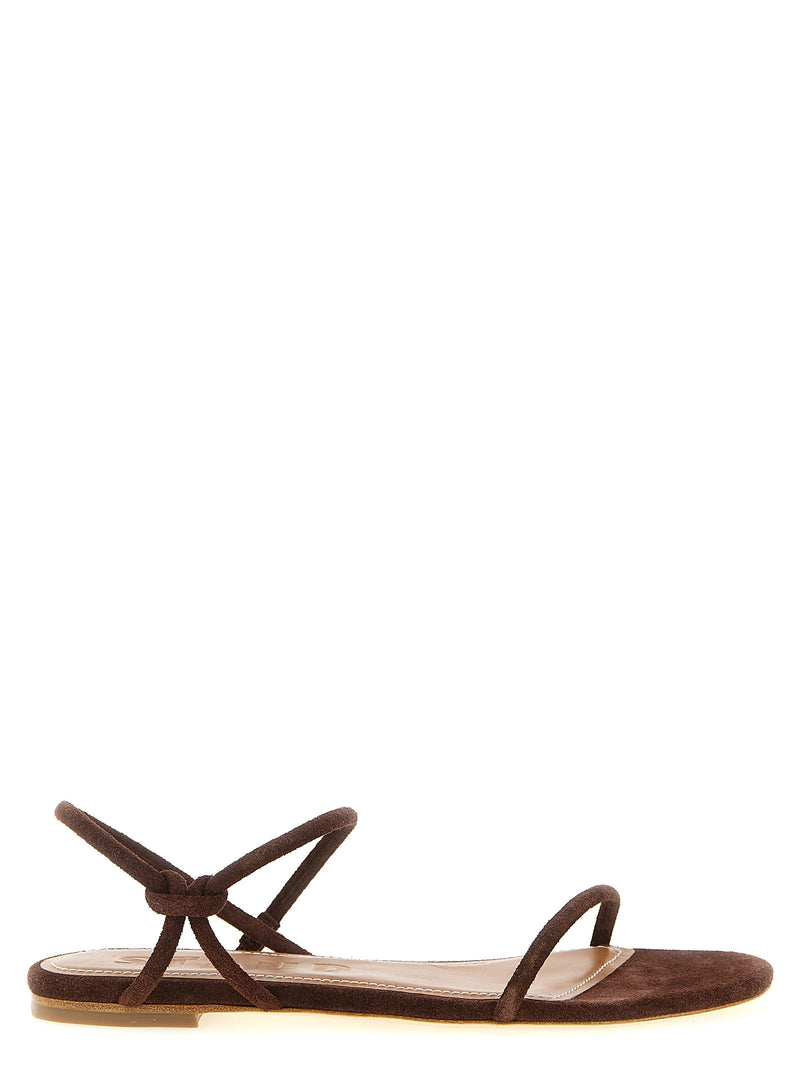 Staud Laurel Brown Cowhide Flat Sandals for Women