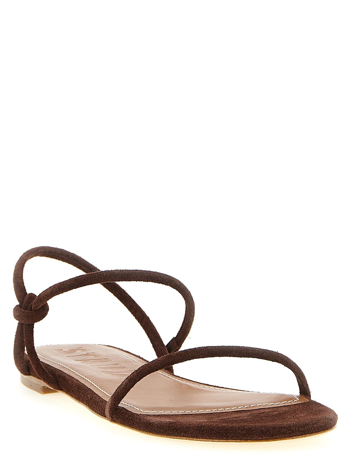 Staud Laurel Brown Cowhide Flat Sandals for Women
