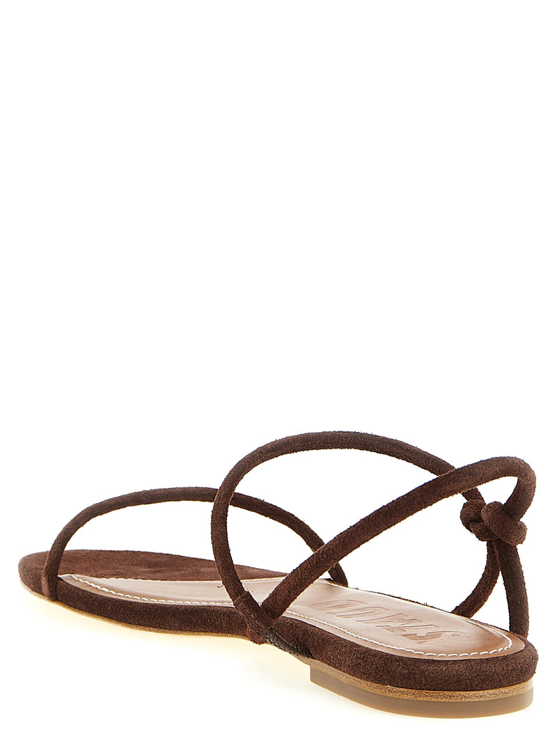 Staud Laurel Brown Cowhide Flat Sandals for Women