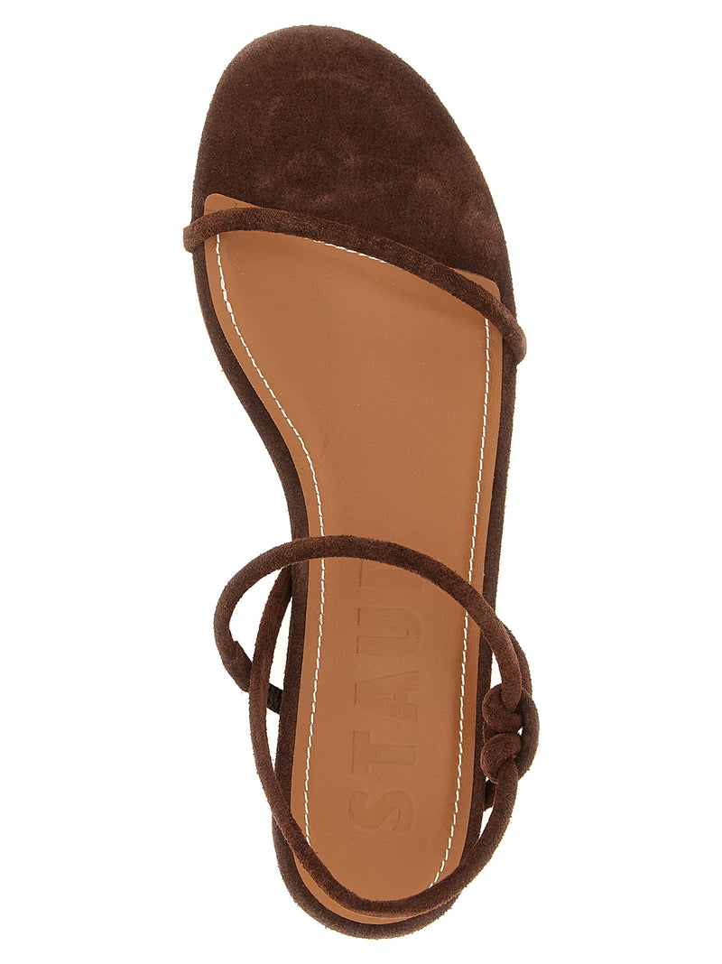 Staud Laurel Brown Cowhide Flat Sandals for Women