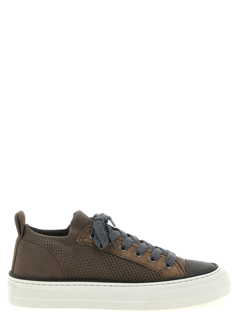 Baskets basses Brunello Cucinelli en coton marron
