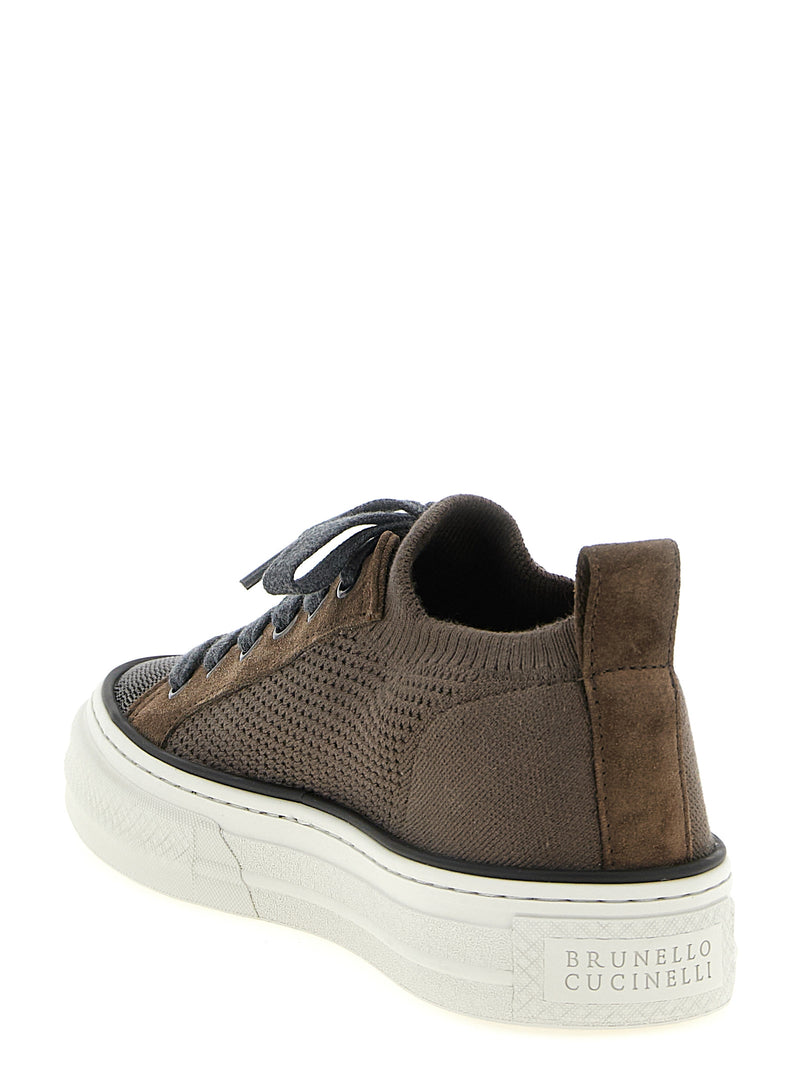 Baskets basses Brunello Cucinelli en coton marron