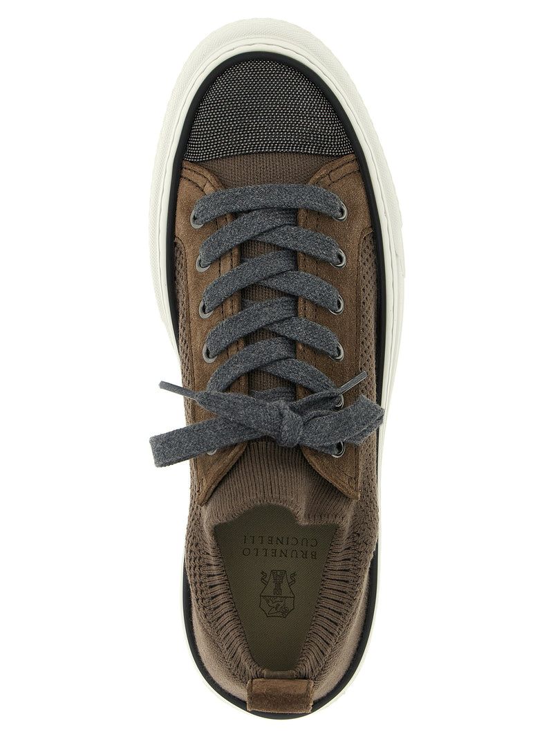 Baskets basses Brunello Cucinelli en coton marron