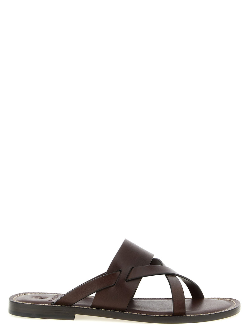 Mules Brunello Cucinelli en veau marron