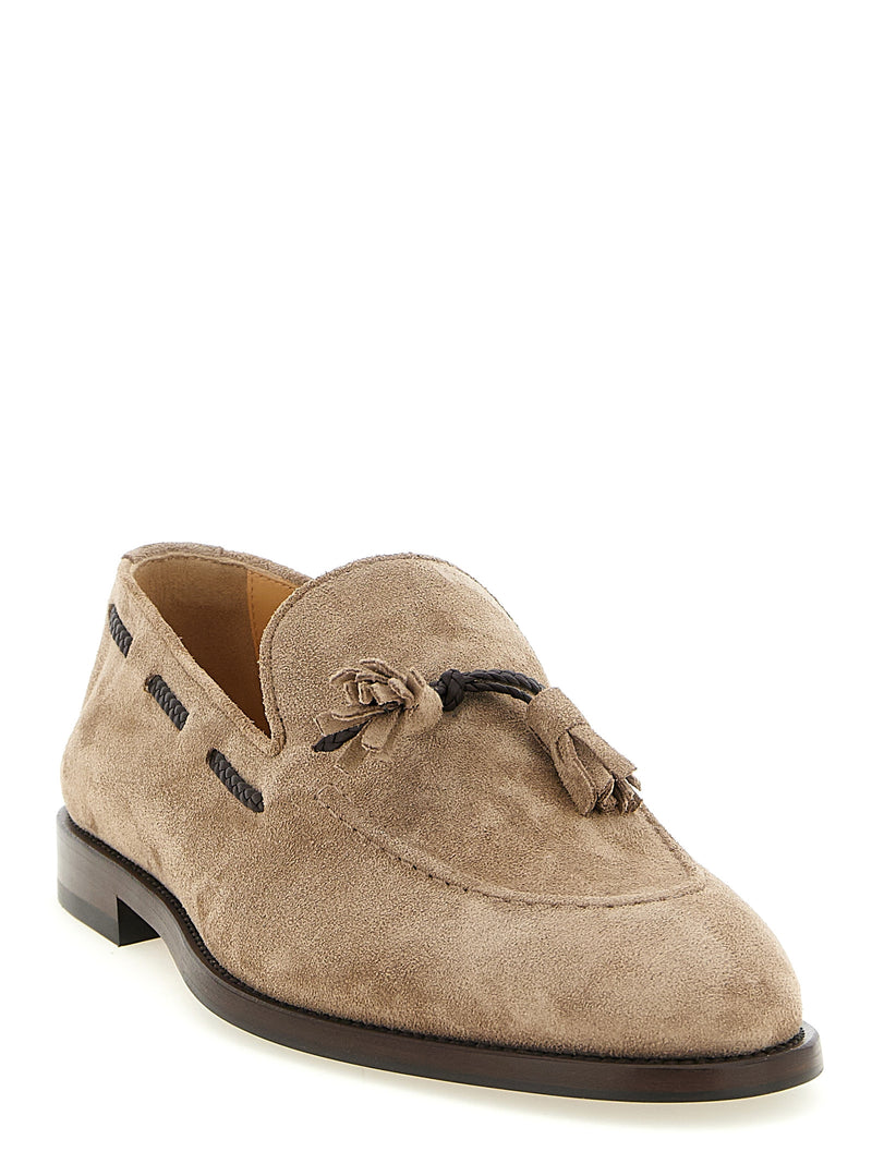 Mocassins à enfiler Brunello Cucinelli en cuir de veau marron