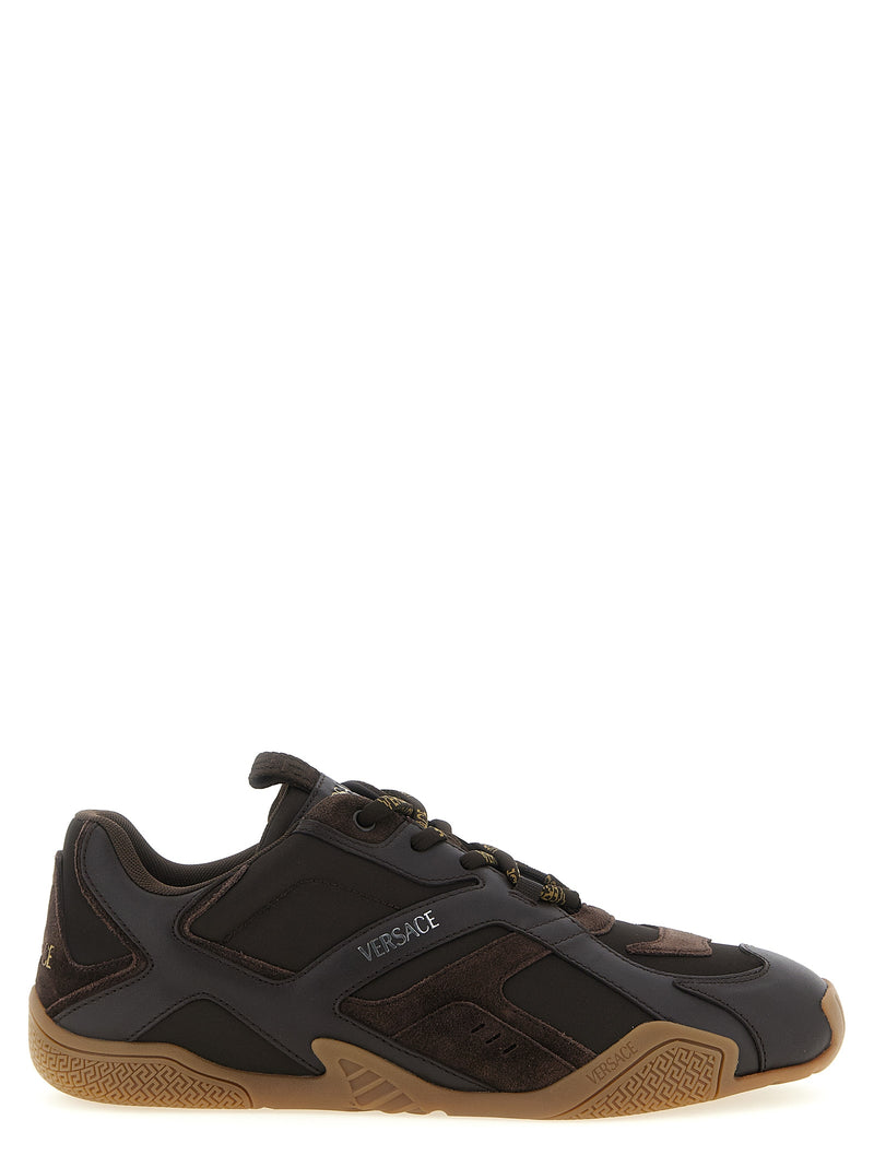 Versace Brown Calfskin Athletic Sneakers