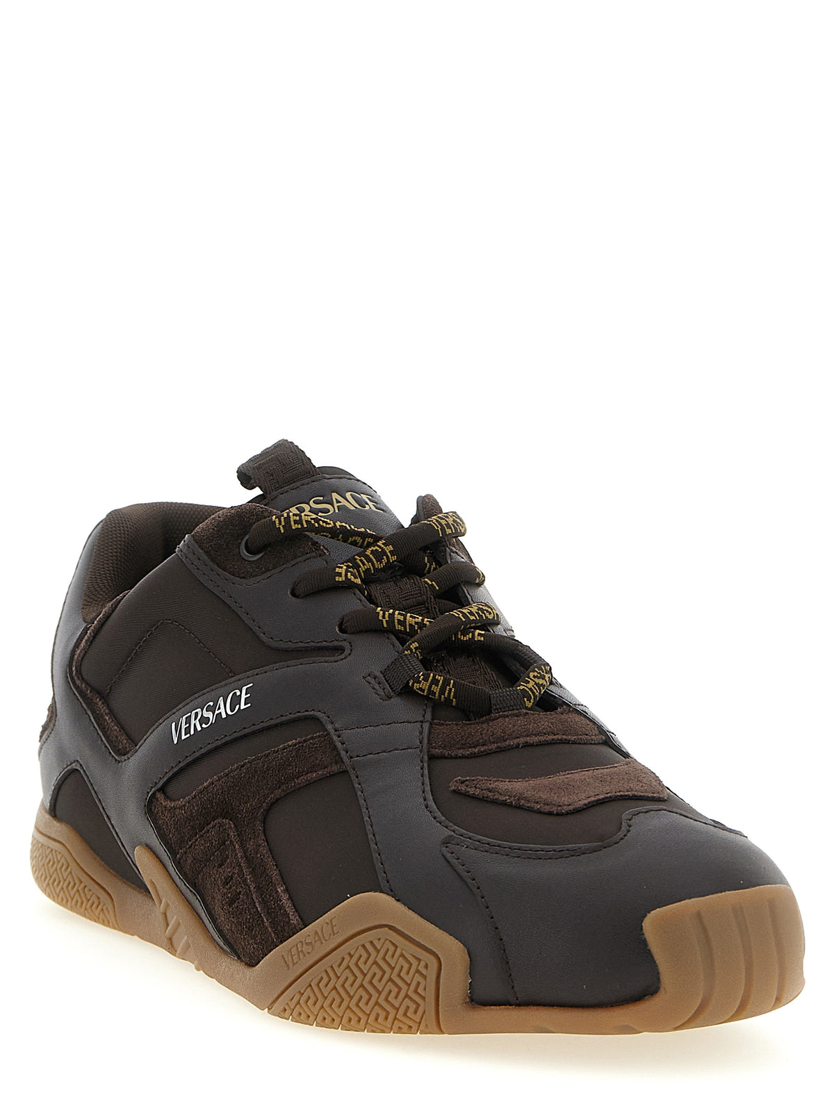 Versace Brown Calfskin Athletic Sneakers for Men
