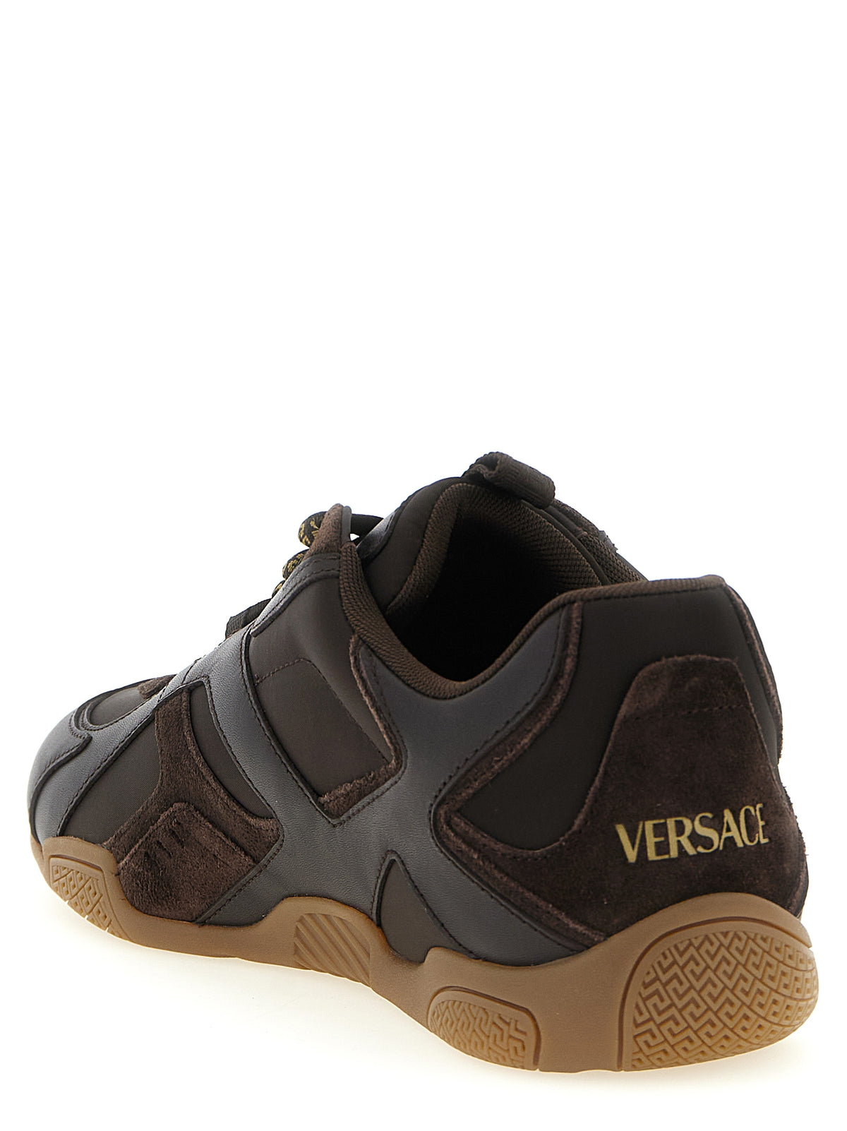 Versace Brown Calfskin Athletic Sneakers for Men