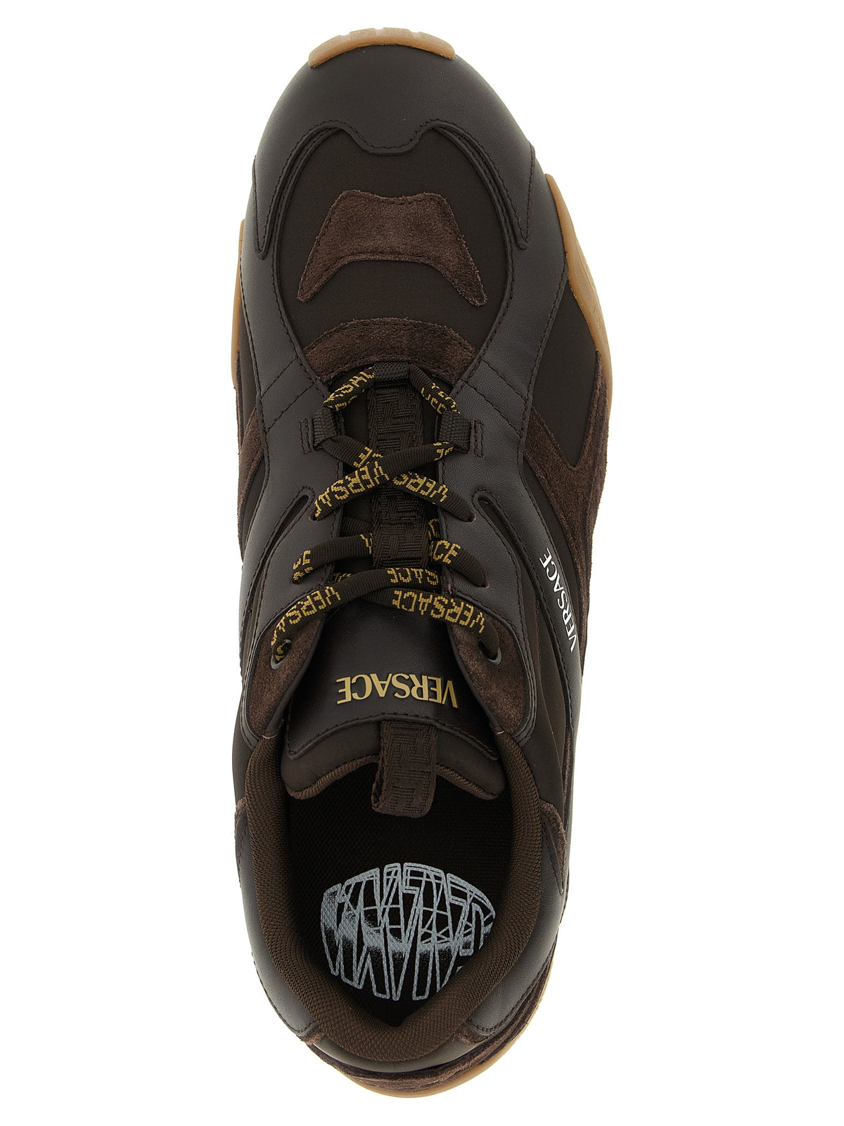 Versace Brown Calfskin Athletic Sneakers for Men