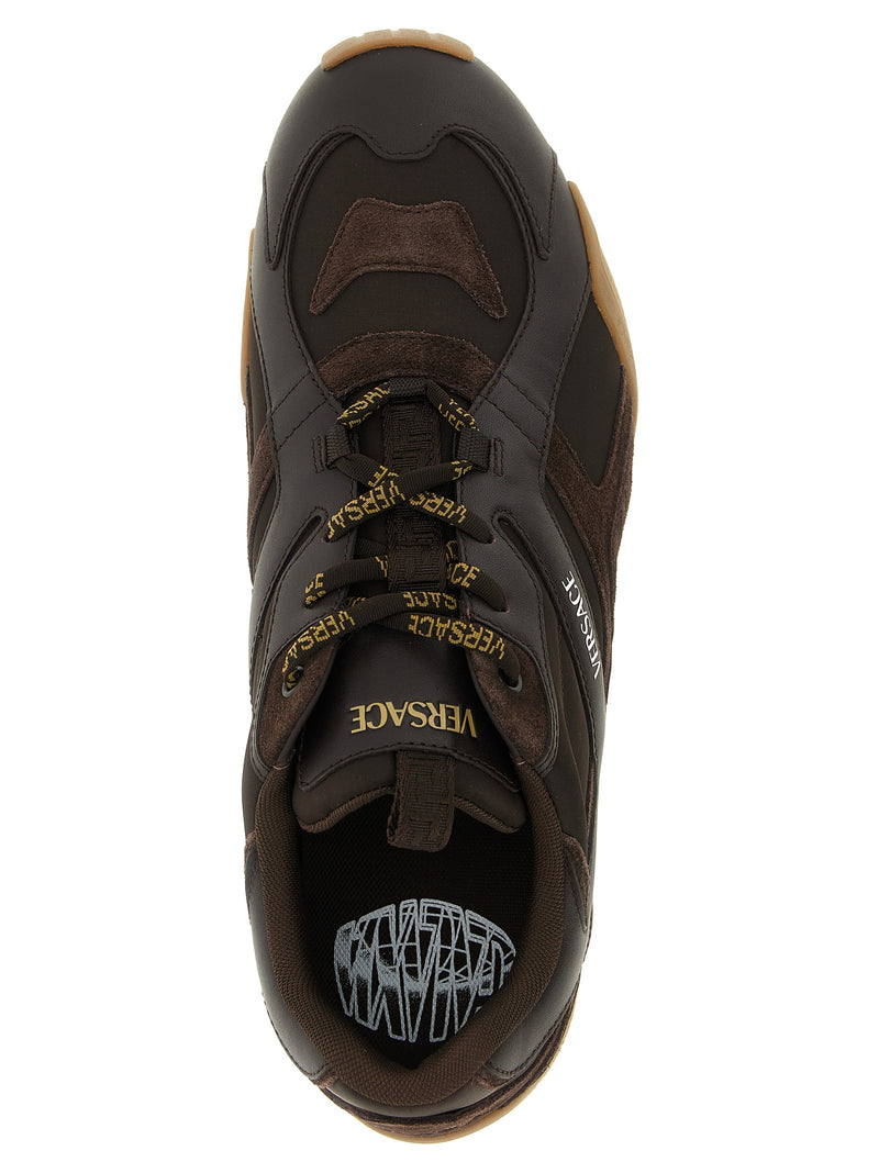 Versace Brown Calfskin Athletic Sneakers