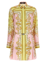 Robe Courte en Soie Multicolore Versace