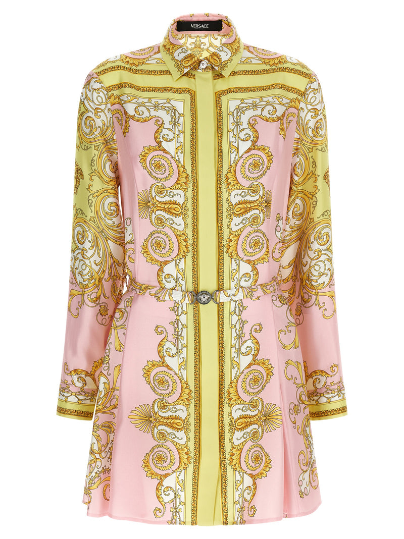 Robe Courte en Soie Multicolore Versace