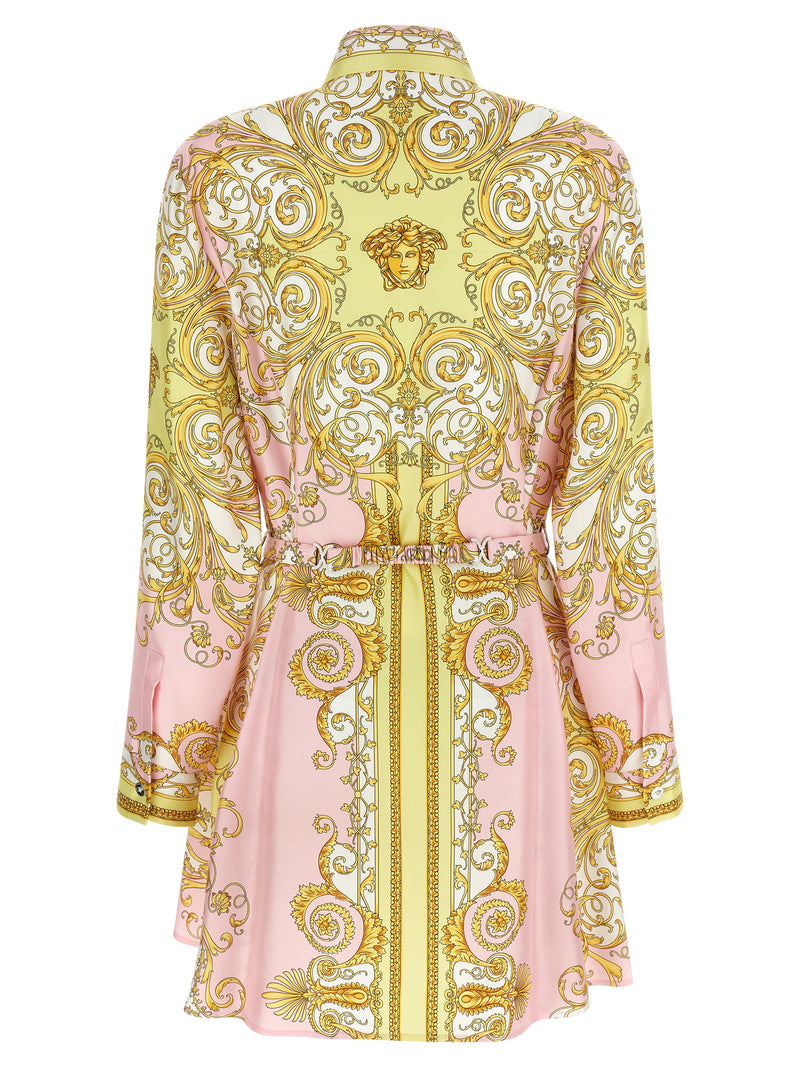 Robe Courte en Soie Multicolore Versace