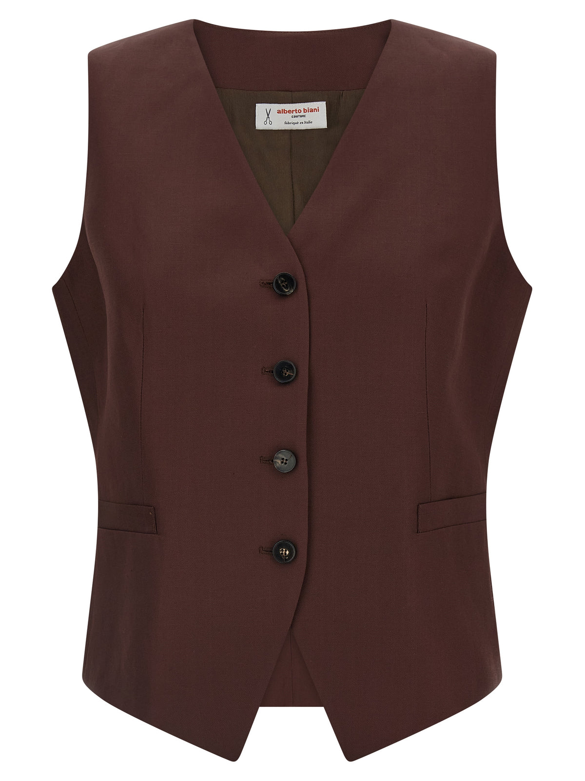 Veste sans manches en viscose marron Alberto Biani