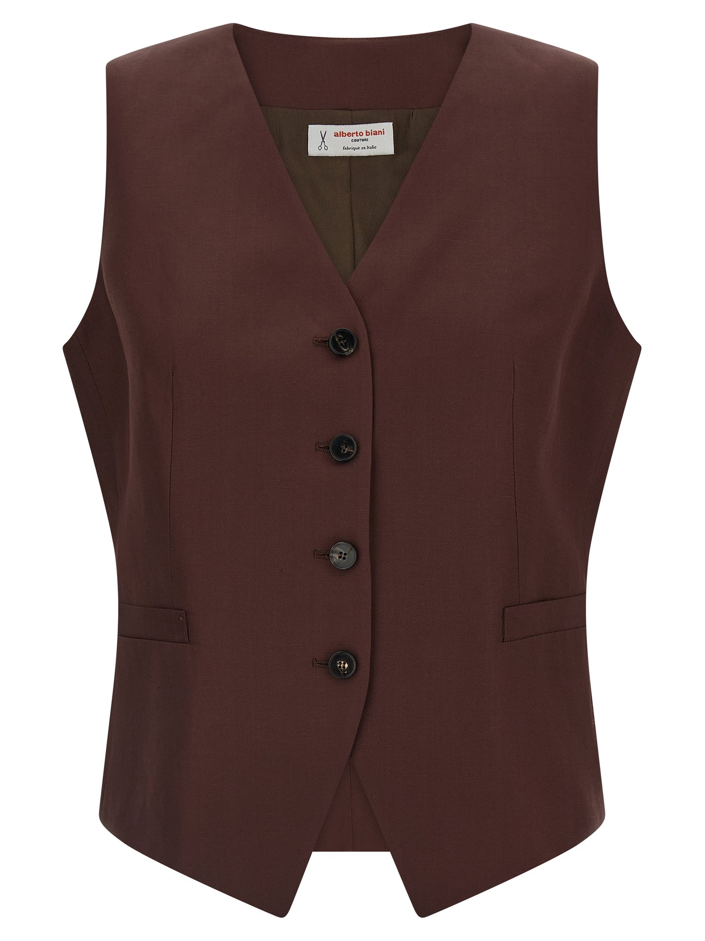 Alberto Biani Brown Viscose Sleeveless Jacket