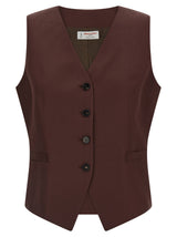 Veste sans manches en viscose marron Alberto Biani