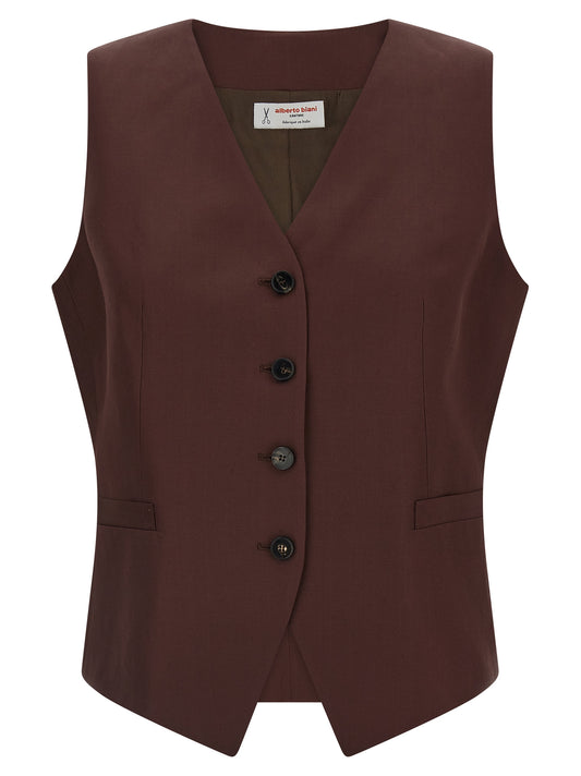 Veste sans manches en viscose marron Alberto Biani