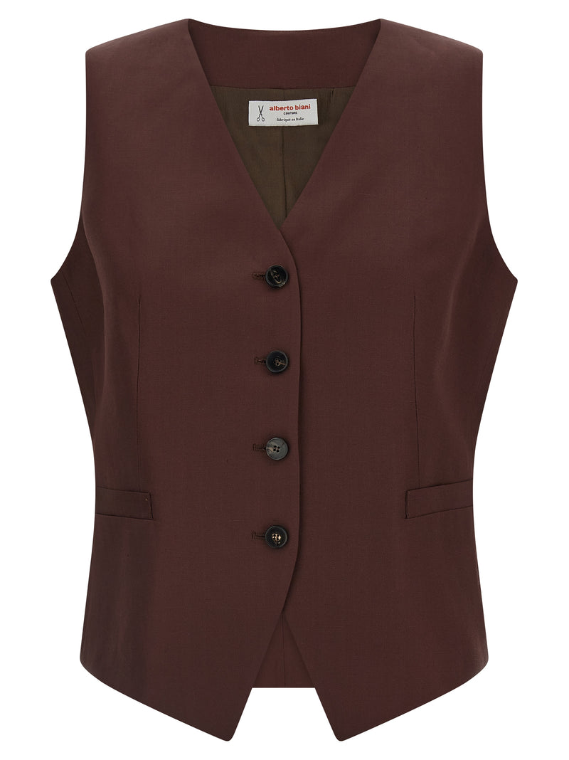 Alberto Biani Brown Viscose Sleeveless Jacket