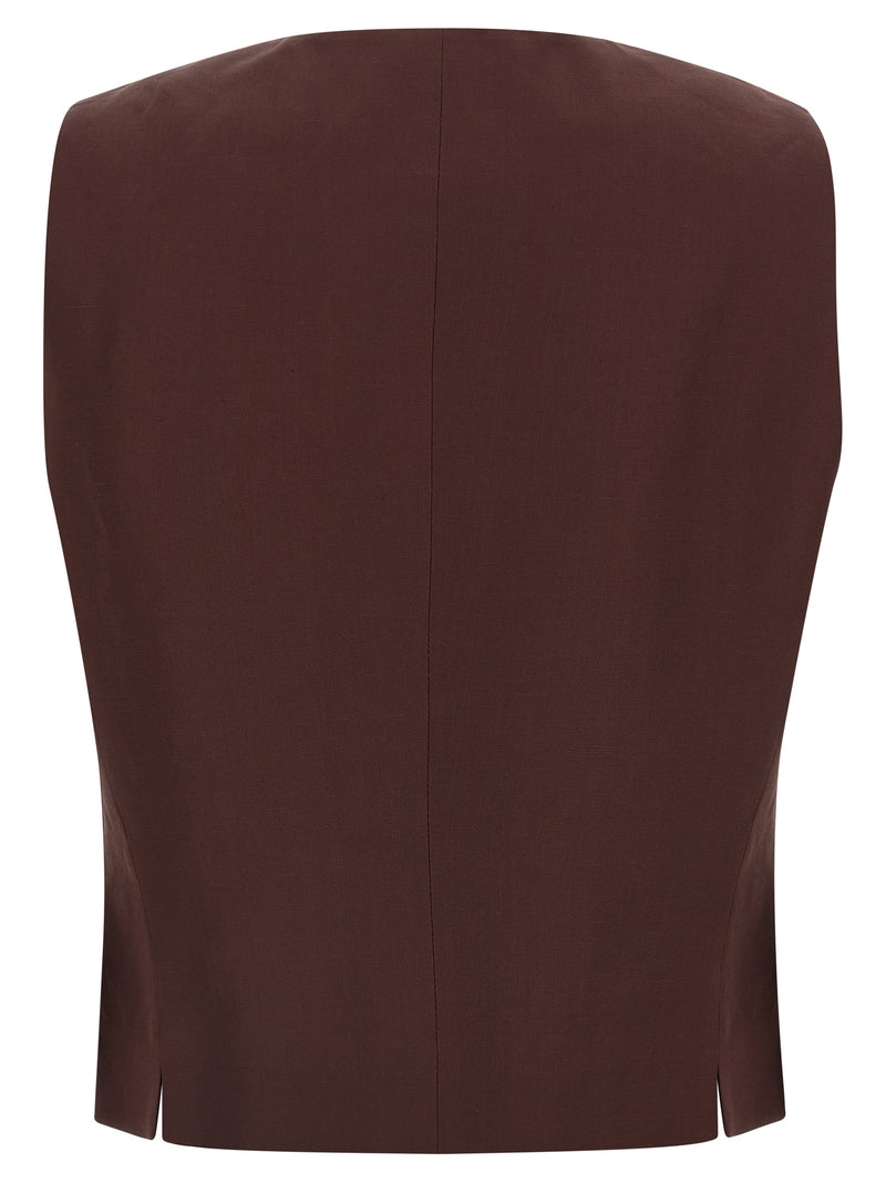 Alberto Biani Brown Viscose Sleeveless Jacket