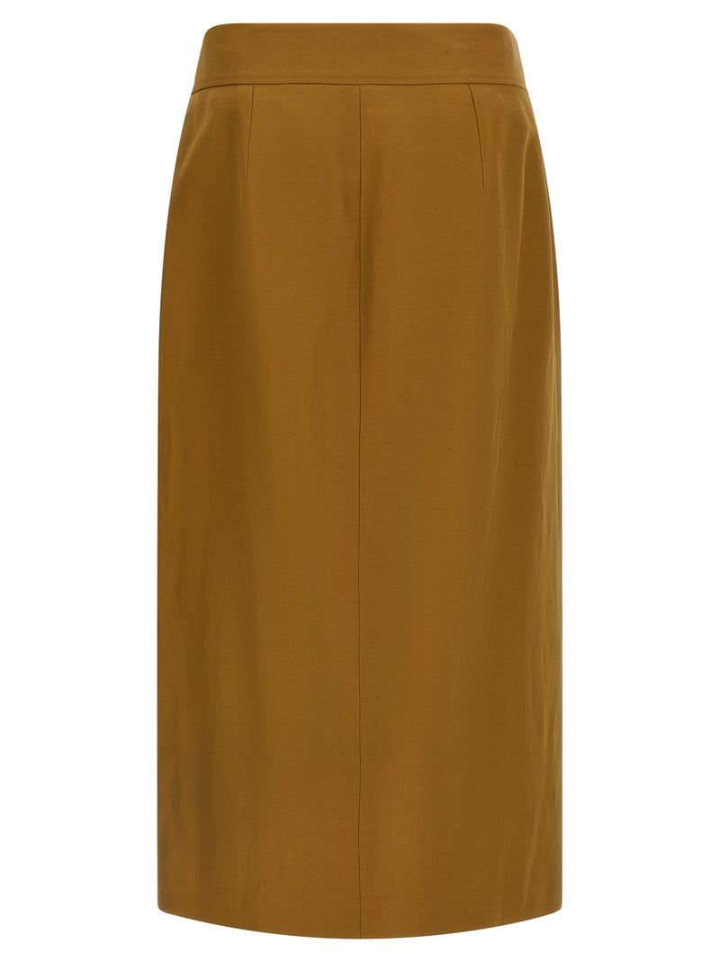Alberto Biani Brown Viscose Midi Skirt
