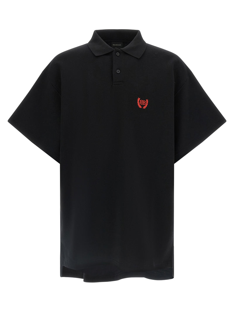 Polo noir en coton Balenciaga