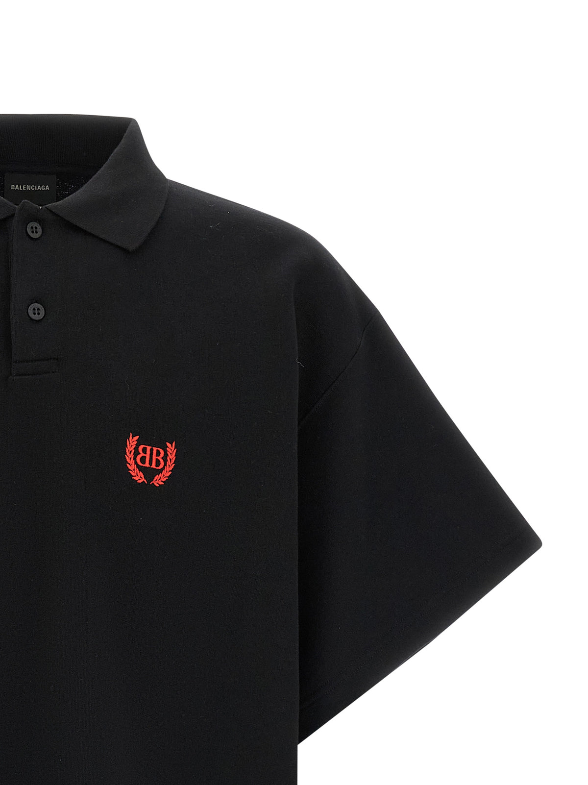 Polo noir en coton Balenciaga