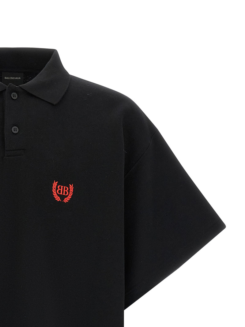 Polo noir en coton Balenciaga