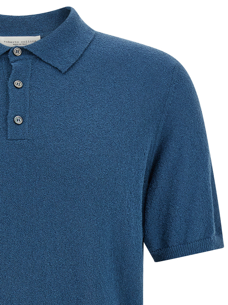 Polo Roberto Collina en coton bleu