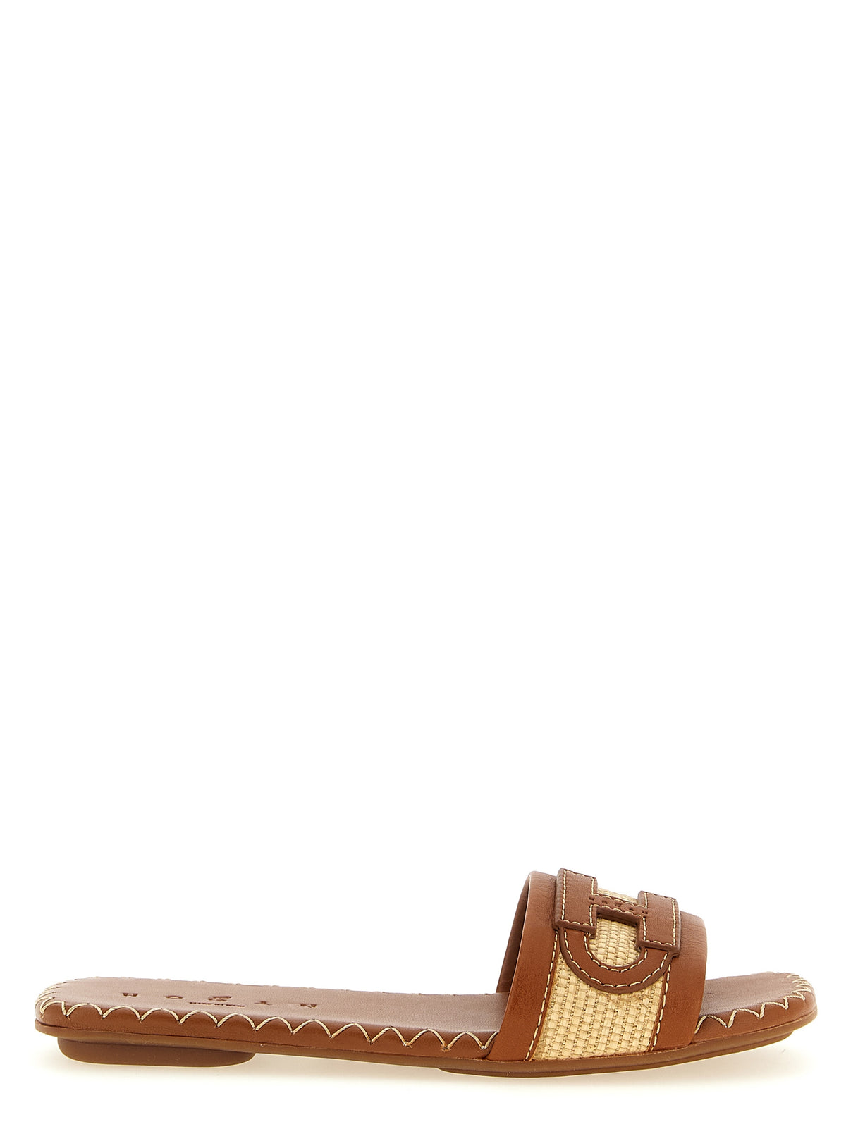 Hogan H685 Brown Cotton Slides for Women