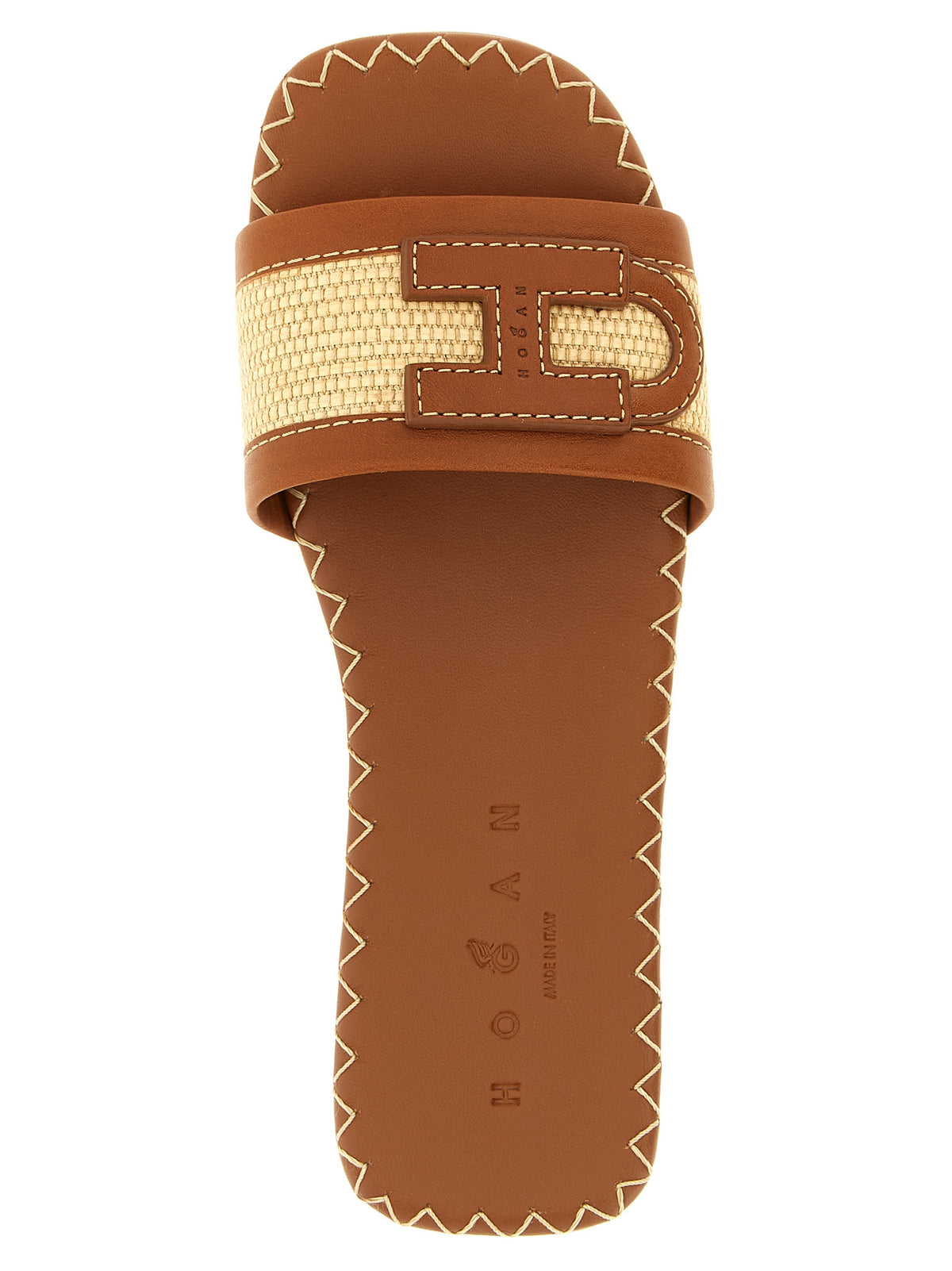 Hogan H685 Brown Cotton Slides for Women