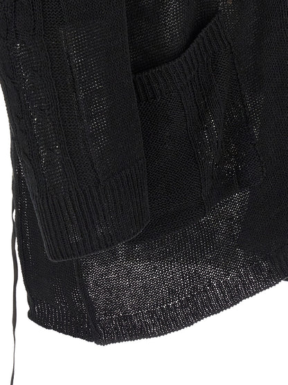 Yohji Yamamoto Black Linen Cardigan