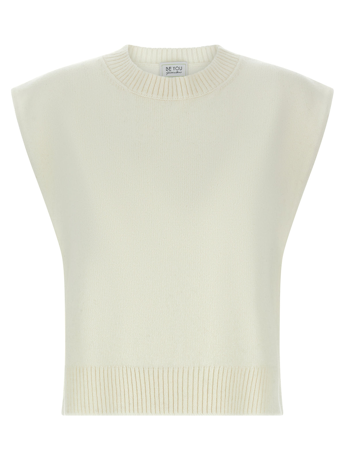 BE YOU Benedicta White Cashmere Sleeveless Jacket