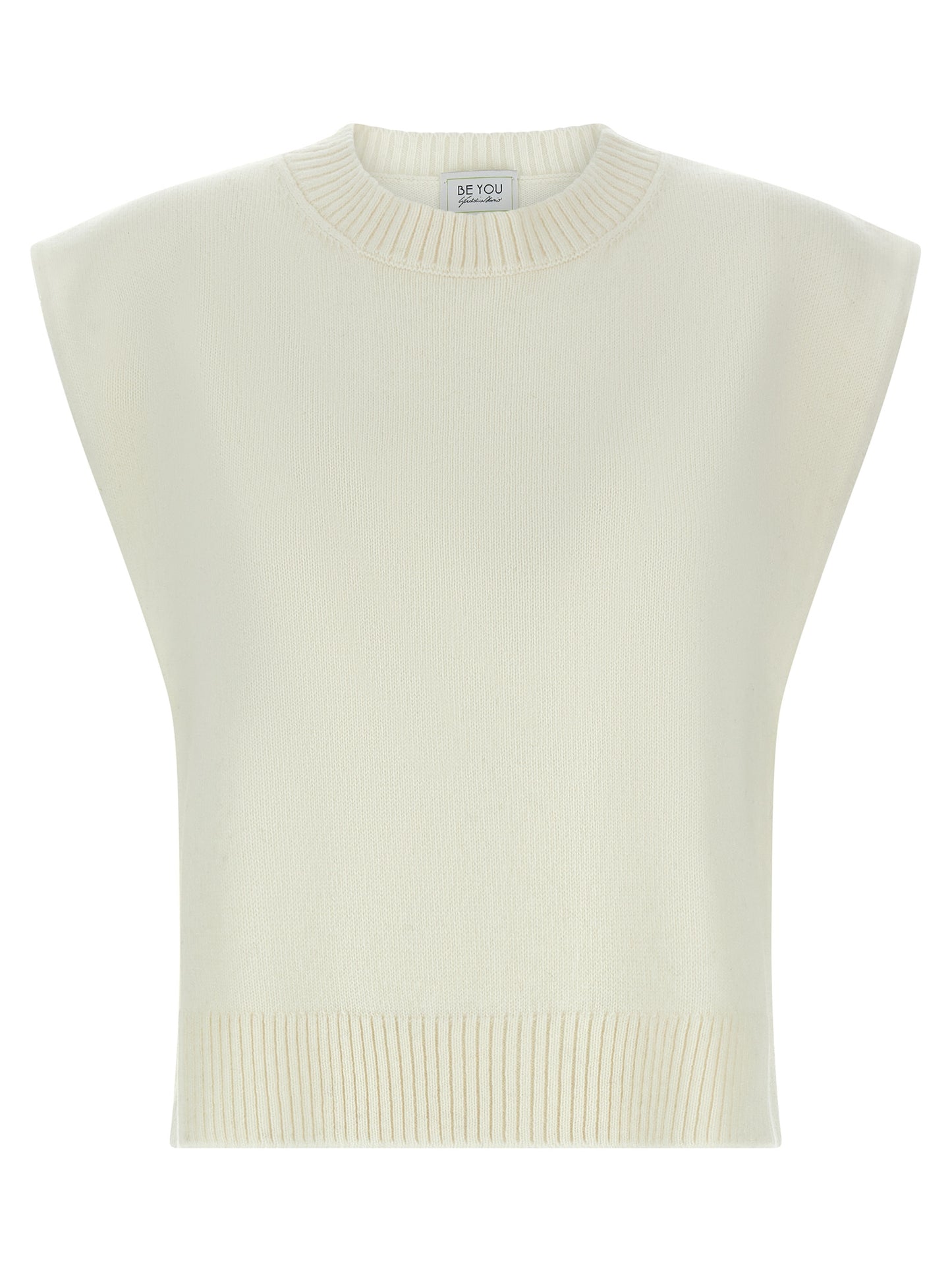 BE YOU White Cashmere Sleeveless Jacket