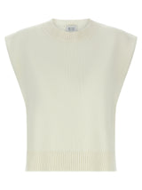 BE YOU Benedicta White Cashmere Sleeveless Jacket