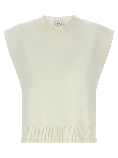 BE YOU White Cashmere Sleeveless Jacket