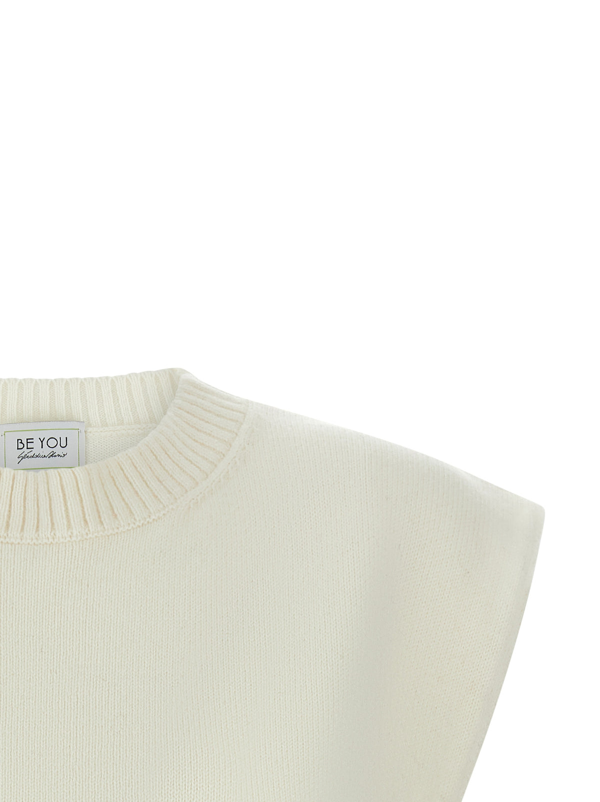 BE YOU Benedicta White Cashmere Sleeveless Jacket