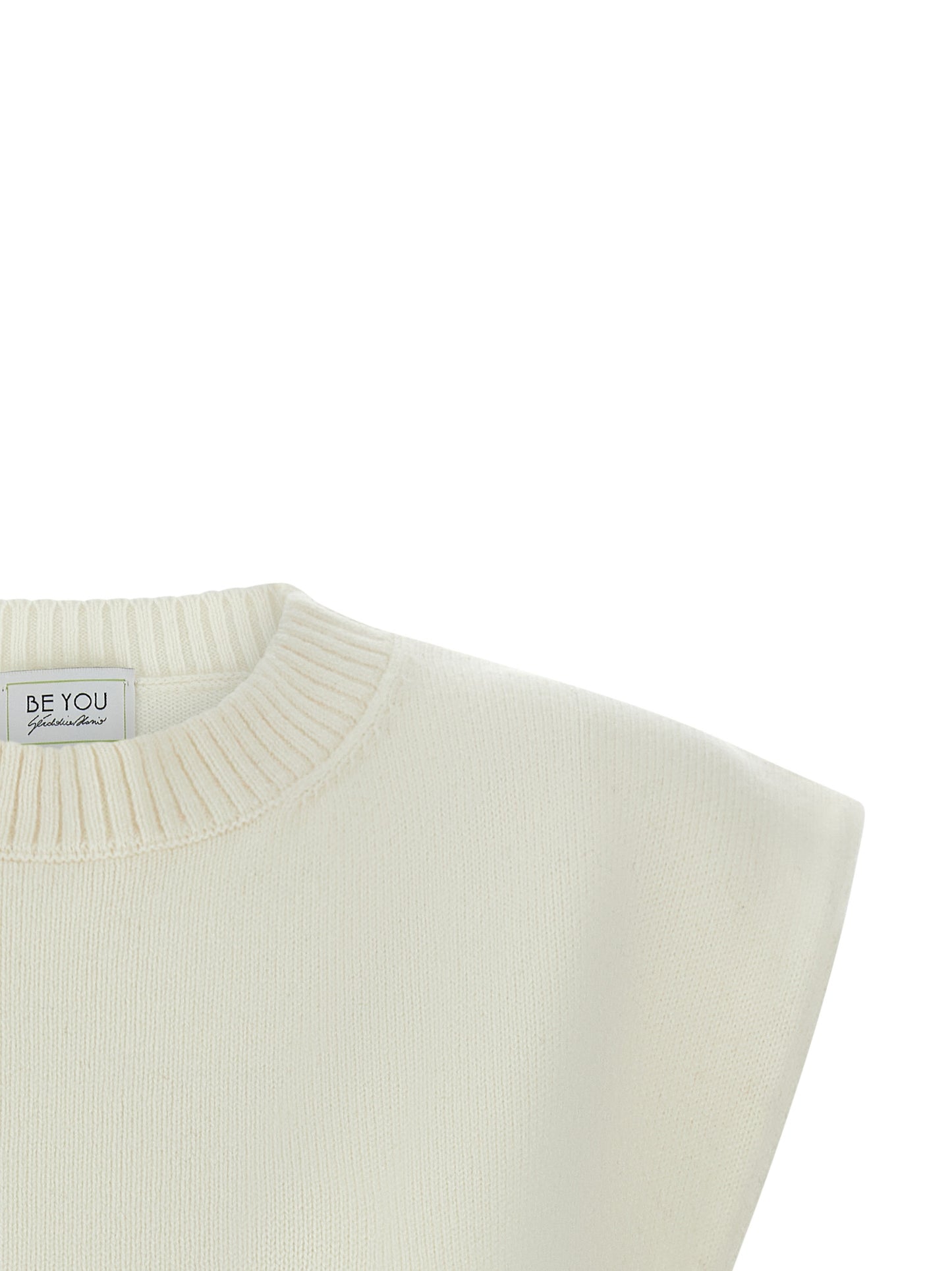 BE YOU White Cashmere Sleeveless Jacket