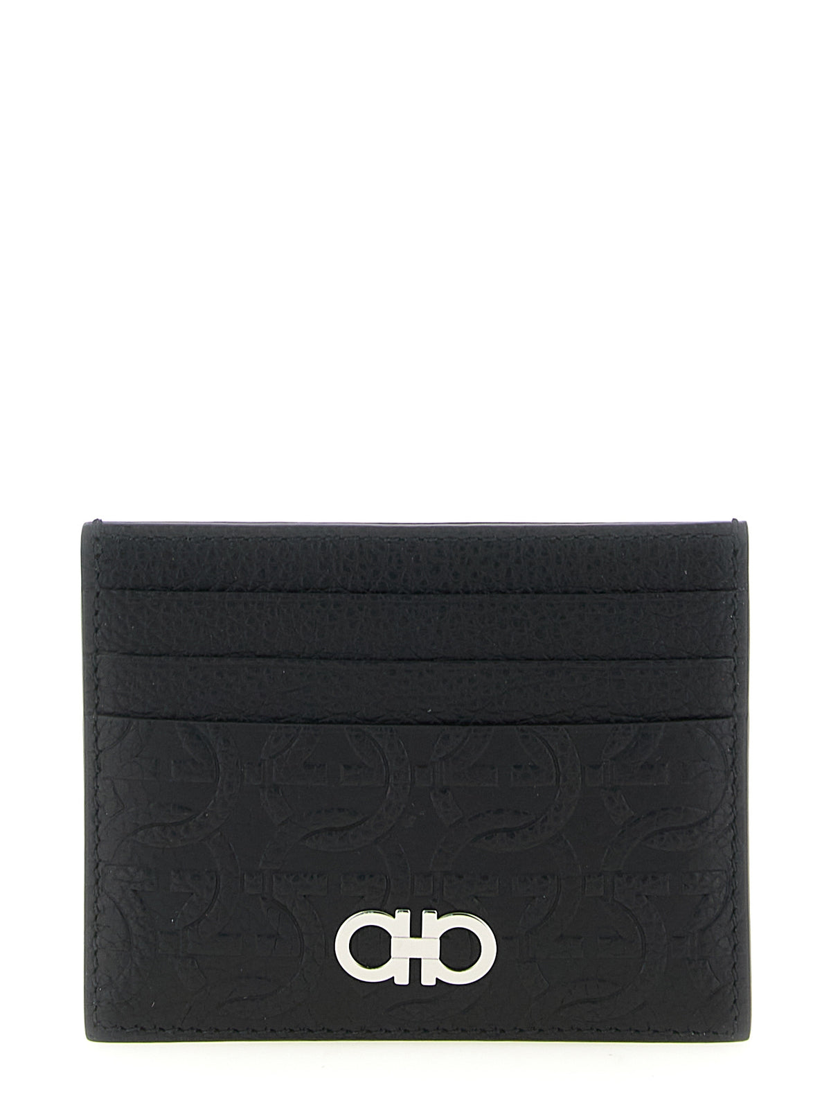 Porte-cartes Ferragamo en cuir de veau noir