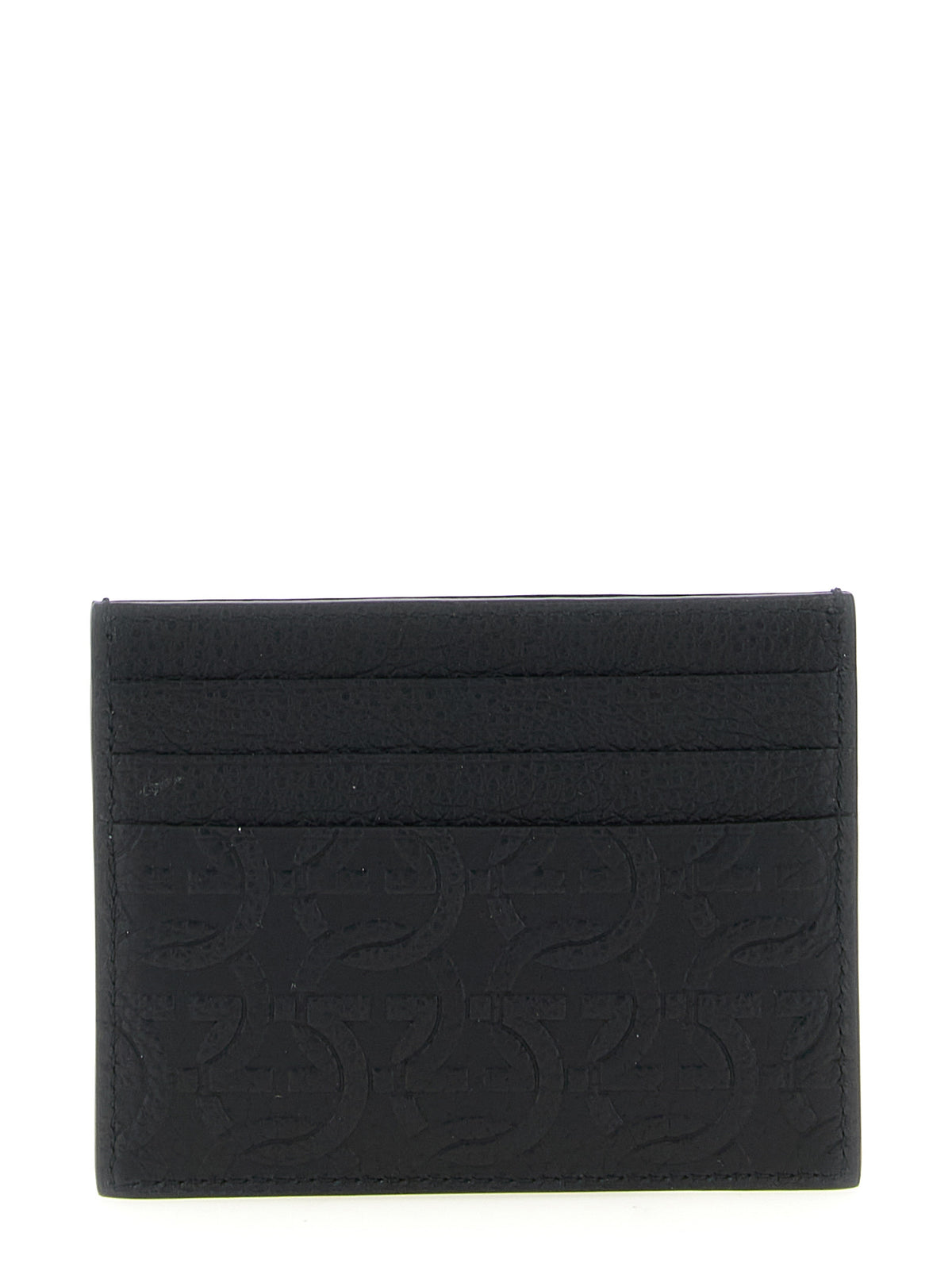 Porte-cartes Ferragamo en cuir de veau noir