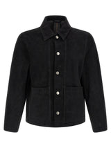 GIORGIO BRATO Blouson en cuir suédé noir