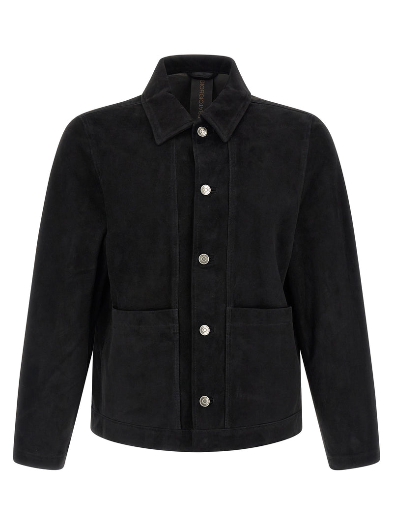 GIORGIO BRATO Blouson en cuir suédé noir
