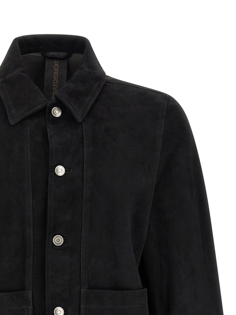 GIORGIO BRATO Blouson en cuir suédé noir