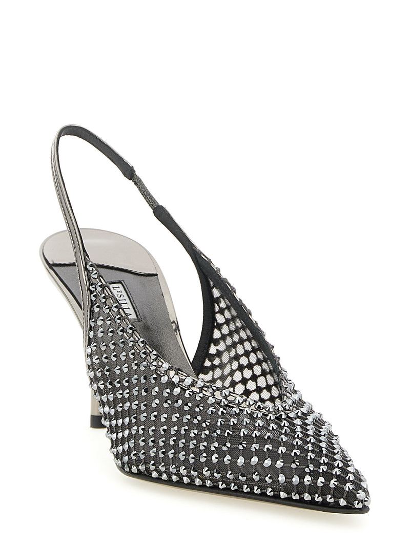 LE SILLA Escarpins gris en polyester à talon haut