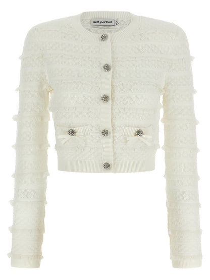 Self-Portrait White Viscose Cardigan