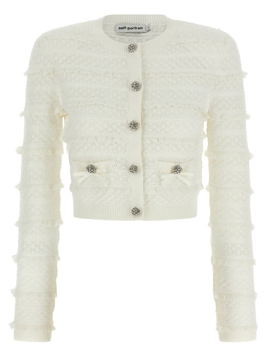 Self-Portrait White Viscose Cardigan