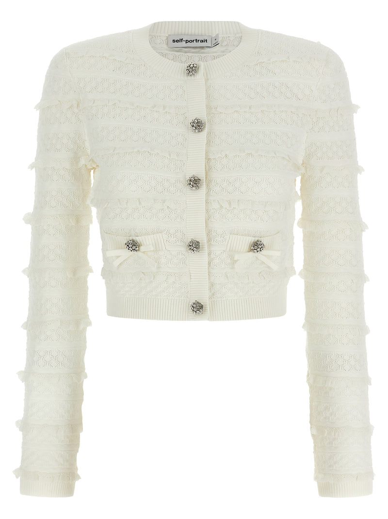 Self-Portrait White Viscose Cardigan