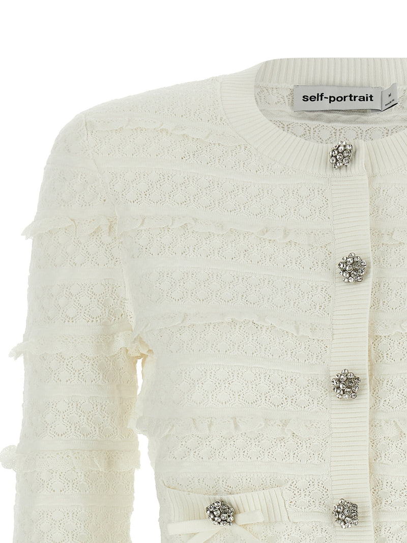 Self-Portrait White Viscose Cardigan